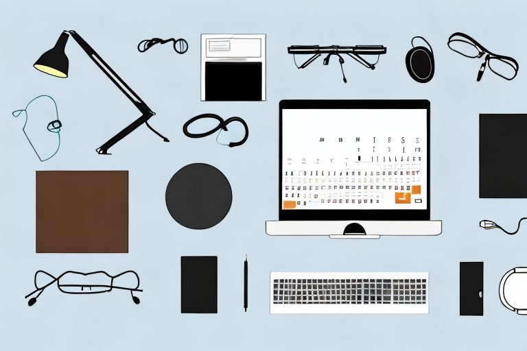 A home office setup with various tools such as a laptop