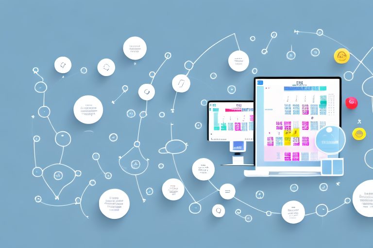 A desktop with various digital icons representing productivity tools such as a calendar