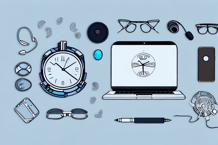 A workspace with a variety of digital tools like a laptop