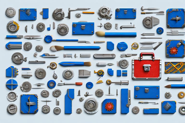 A toolbox filled with symbolic items representing essential software development tools such as a gear (for engineering)