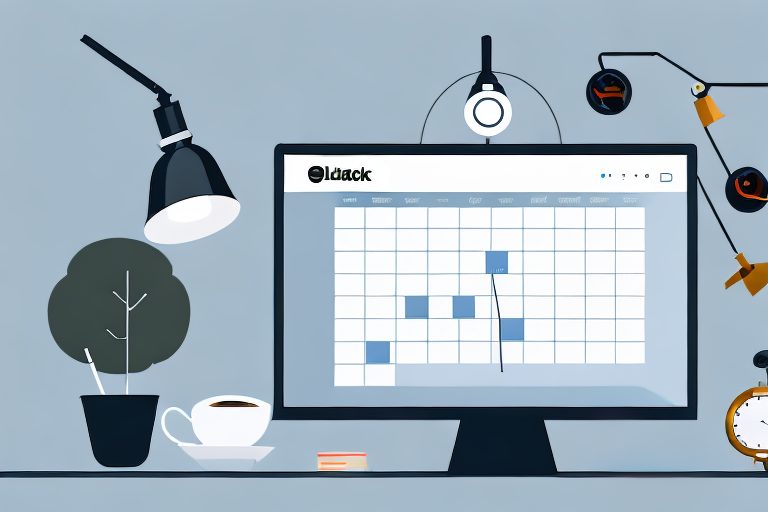 A workspace with a computer displaying the slack interface