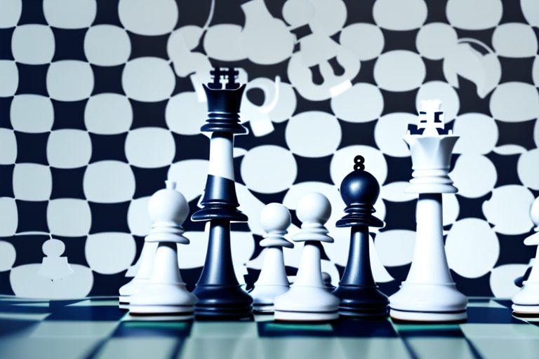 A chess board with ai-themed chess pieces strategically placed