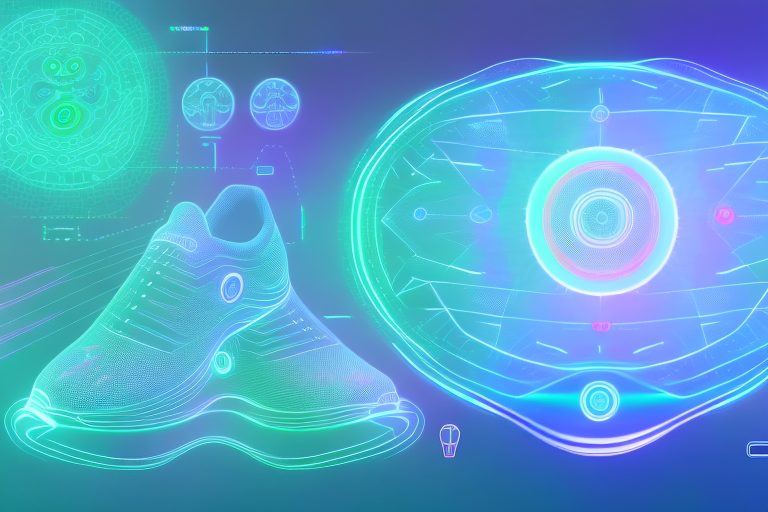 A futuristic ai device in the form of a running shoe