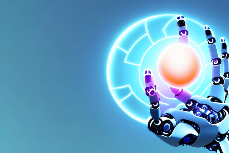 A futuristic ai robot holding a glowing orb